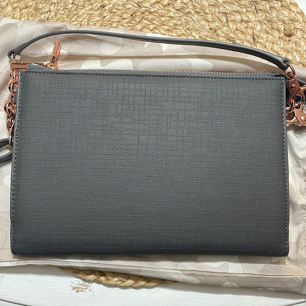 Gray and Rose Gold Dagne Dover crossbody/clutch